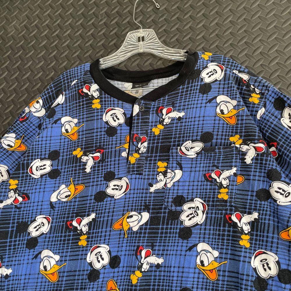Disney Mickey Mouse Donald Duck Pajama Top Big Tall XL/2XL Men's Shirt